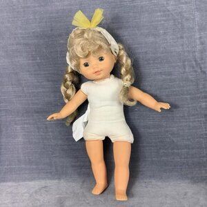 Vintage 1991 Cititoy 13 Inch Girl Doll Braided Hair Blonde Sleepy Eyes Soft Body